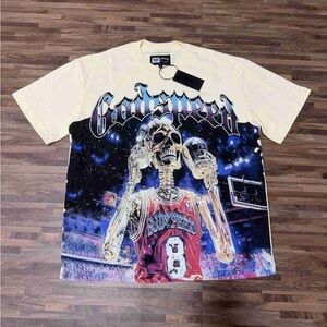 Godspeed Men's Short Sleeve Graphic Tee - Cream and Multicolor